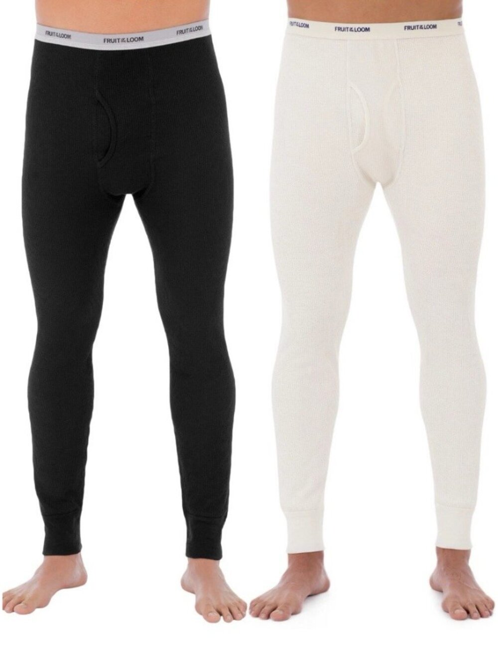 Fruit Of The Loom Big Men's Thermal Bottoms 2 Pack Size S - Natural & Black NEW